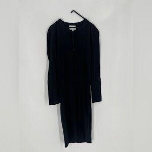 Bimba Y Lola Black Viscose Front Zip Long Sleeve Midi Casual Sporty Dress